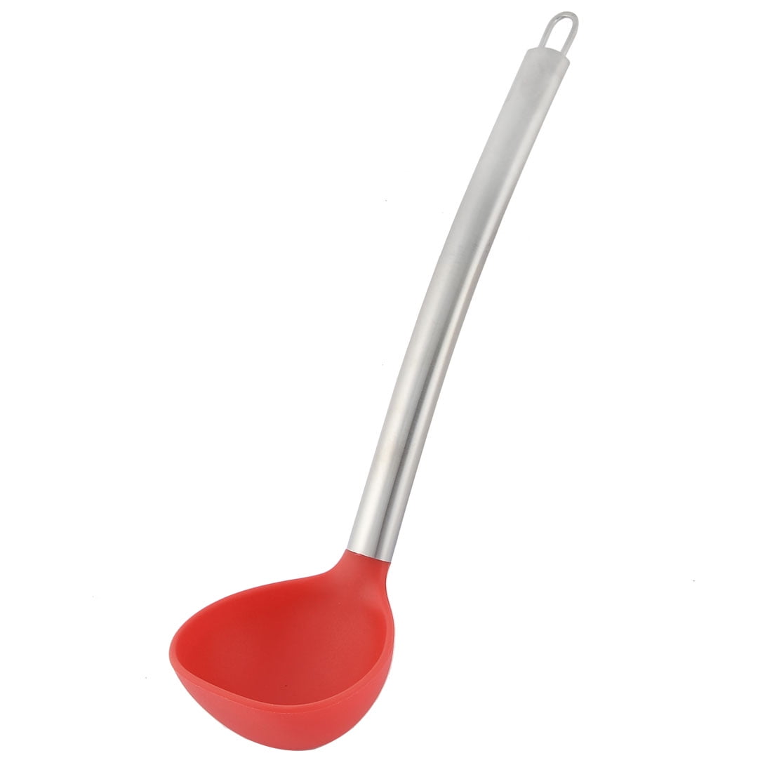 Stainless Steel Handle Heat Resistant Soup Scoop Spoon Ladle Red Silver