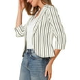 thumbnail image 5 of INSPIRE CHIC Women's Striped Blazer  3/4 Sleeves Casual Open Front Notched Lapel Blazer L White, 5 of 9