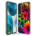 thumbnail image 3 of MUNDAZE Motorola One 5G Shockproof Clear Hybrid Protective Phone Case Neon Rainbow Glow Colorful Abstract Flowers Floral Cover, 3 of 5