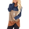 thumbnail image 1 of Chandail en Molleton Femme Coton Manches Longues Col Rond 4 3 5 1 Pull Décontracté Sport, Orange, TG, 1 of 3