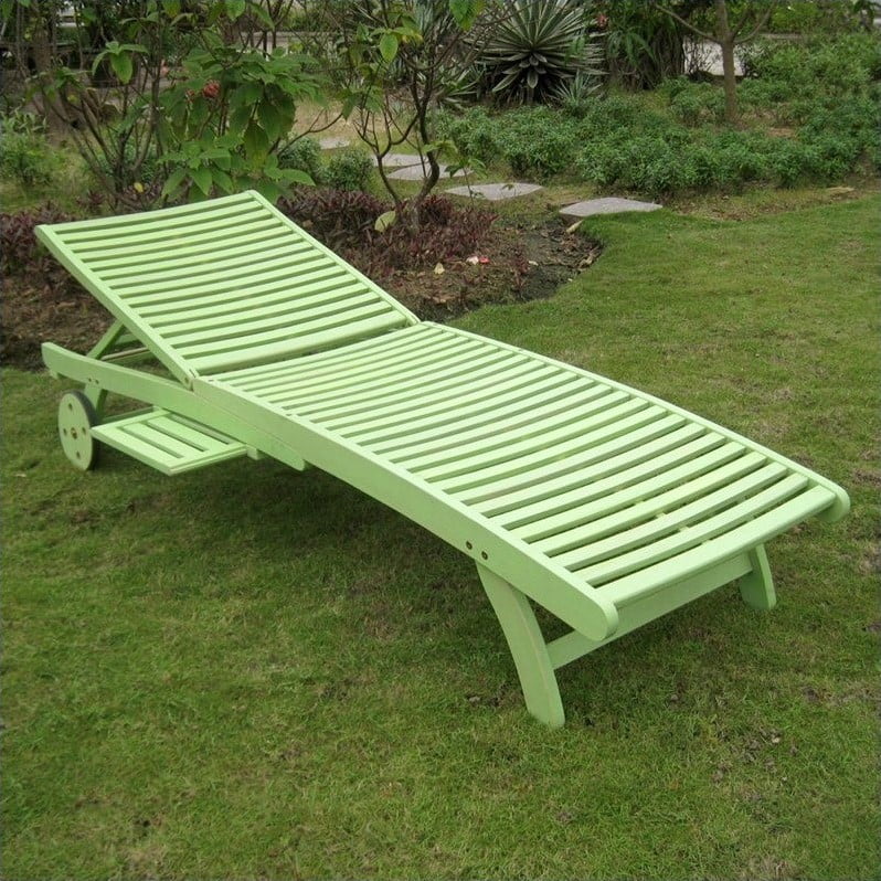 International Caravan Royal Fiji Patio Chaise Lounge in Mint Green