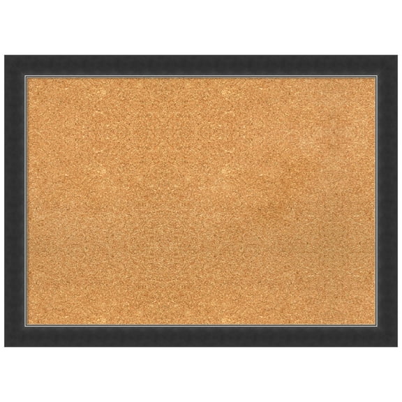 Amanti Art Natural Cork Board Wood Framed Corvino Black Narrow Bulletin Board 31 in. x 23 in.