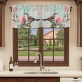 thumbnail image 6 of Pink Flower Curtain Valances for Windows, Kitchen Valance Window Treatments Panel 2 Pack, Spring Bird Branch Blue Vintage Mottled Rod Pocket Short Curtains for Bathroom Bedroom 60 x 18 Inch, 6 of 8