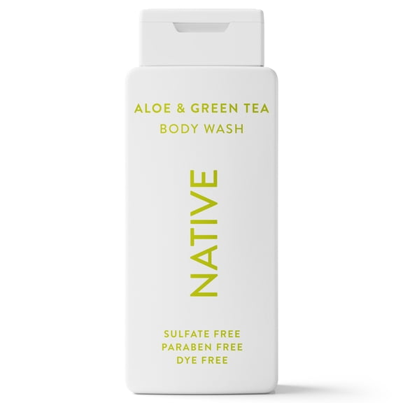 Native Body Wash, Aloe & Green Tea, Sulfate Free, Naturally Derived Ingredients, 24hr Freshness, for Women & Men, 18 fl oz
