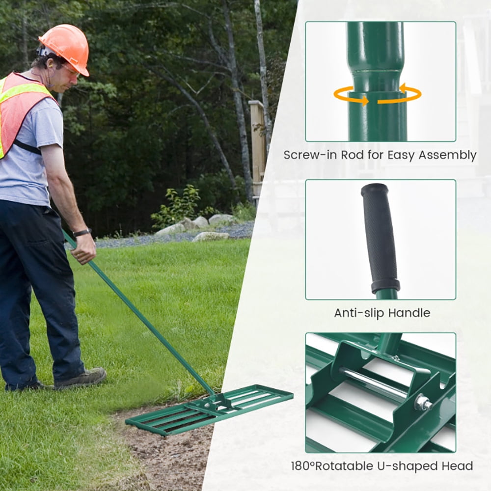 Yardi Yard 30/36/42 x 10 Inch Lawn Leveling Rake with Ergonomic Handle-42 inches, Lawn Leveling Rake, Ease Level Soil Sand Dirt Surfaces