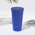 thumbnail image 1 of Taza térmica con incrustaciones de diamantes, tubo de succión de acero inoxidable de doble capa, taza con taladro, taza de café con diamantes de imitación, regalo, taza, 1 of 5