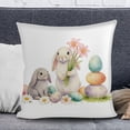 thumbnail image 4 of Vggrvlo Easter Throw Pillow Covers 18x18 Inches Bunny Eggs Decorative Pillowcase Easter Decorations for Sofa Indoor Outdoor, 4 of 5