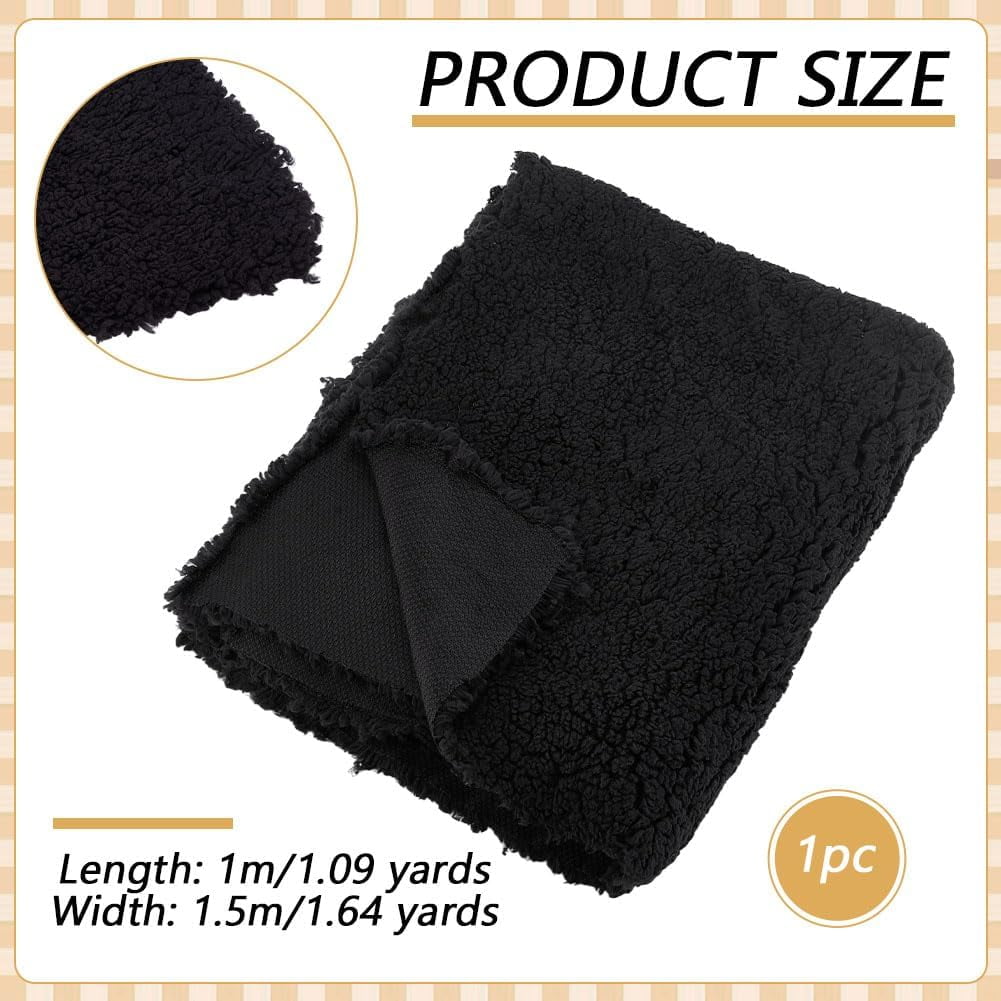 Black Plush Fabric 59 Inch Wide Lambs Wool Fabrics Fur Craft Fabric Sherpa Fleece Fabrics for DIY Craft Sewing Projects Costume Coats Blankets 1 Yard