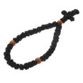 thumbnail image 1 of Prayer Braided Cross Bracelet Catholic Bracelets for Communion Black Woven Rope with Wood Beads 1Pack, 1 of 5