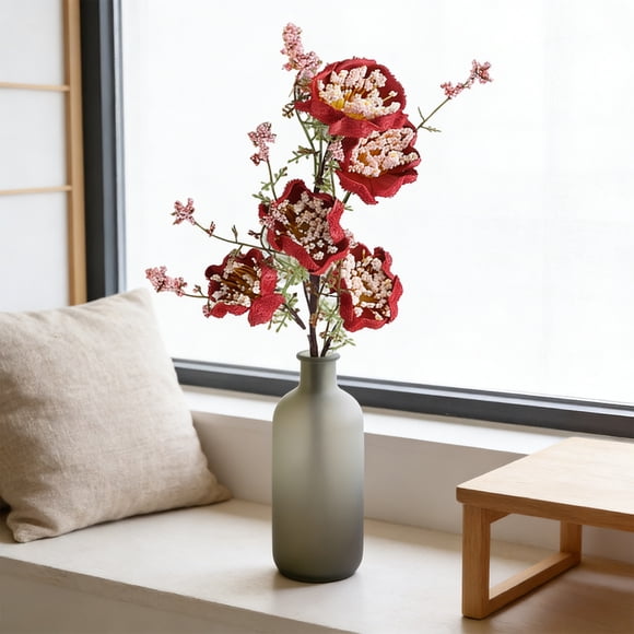 Artificial Azalea Floral Arrangement | Faux Silk Flower Bouquet | Home Decor for Table Centerpiece | Wedding Decoration for Bridal Bouquets | Plastic Fake Plants for Living Room Mantel Shelf