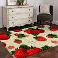 thumbnail image 4 of Beige Red Strawberry Area Rug 4'x6', Spring Floral Watercolor Summer Botanical Washable Non-Slip Rugs, Low Pile Large Carpet for Living Room Bedroom Dining Room Kitchen Office Indoor Mat, 4 of 9