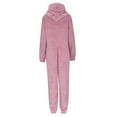 thumbnail image 5 of Women's Solid Color Hooded Jumpsuit Pajamas with Zipper - Long Sleeve Autumn Winter Home Wear Loungewear in Multiple Sizes, 5 of 8