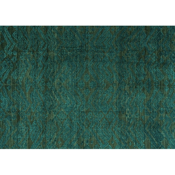 Ahgly Company Indoor Rectangle Abstract Turquoise Blue Modern Area Rugs, 2' x 5'