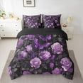 thumbnail image 2 of Homewish Teenagers Adults Chic Floral Purple Rose Bedding Comforter Set 7 Pieces,Flying Butterflies Full Bedding Set Lightweight,Happy Valentine'S Day Fitted Sheet Flat Sheet, 2 of 8