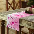 thumbnail image 4 of Pink Christmas Table Runner, White Xmas Tree Snowflakes Pink Balls Cotton Linen Tablecloth Holiday Farmhouse Table Decor for Home,Kitchen,Dining Room,Indoor,Outdoor,13X48 Inches Long, Winter, 4 of 7