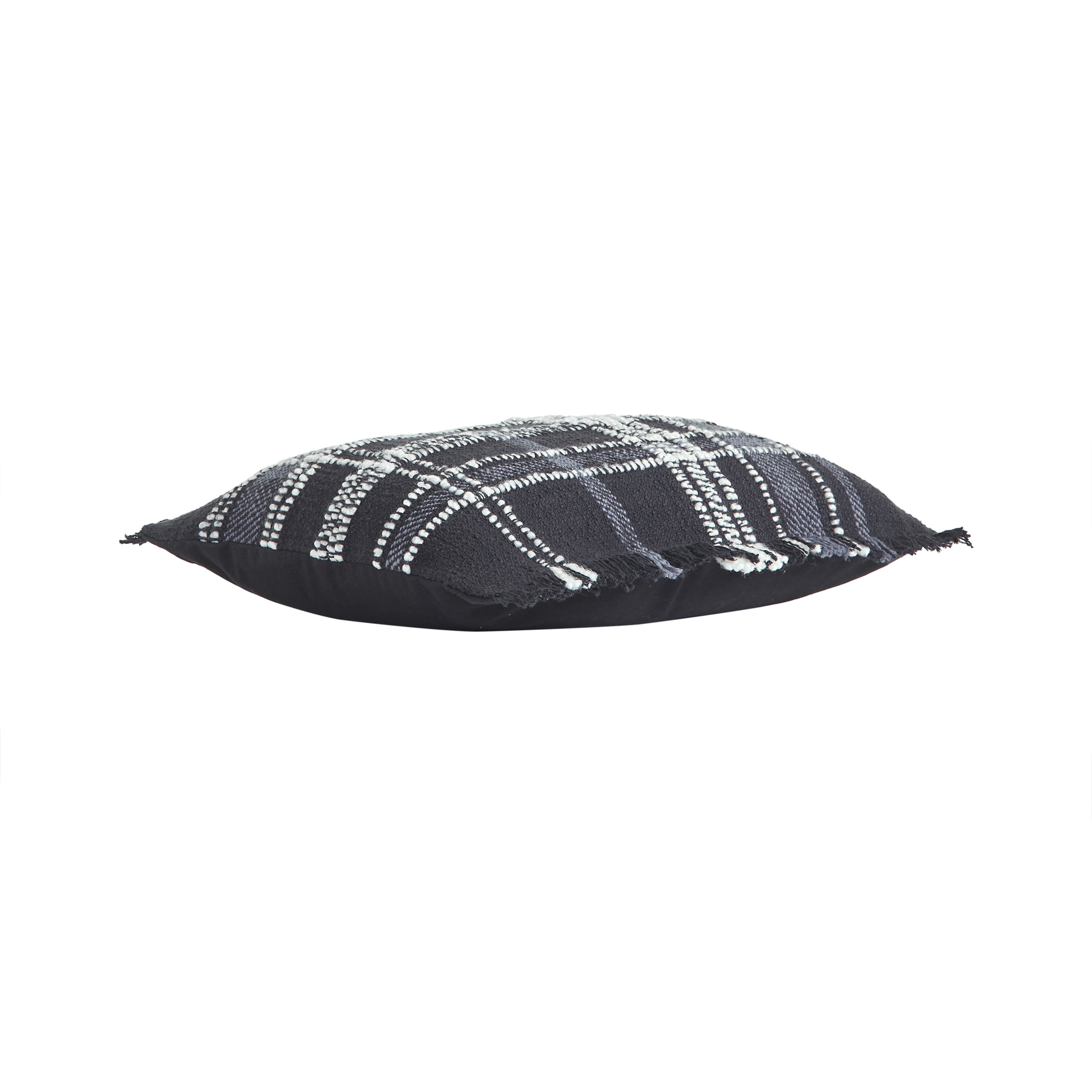 Better Homes & Gardens 14" x 20" Lulu Black Plaid Cotton Rich Decorative Pillow