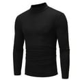 thumbnail image 2 of Fesfesfes Fall And Winter Tops Elbow Length Turtleneck Solid Color Slim Long-sleeved Men's Bottoming Shirt, 2 of 6