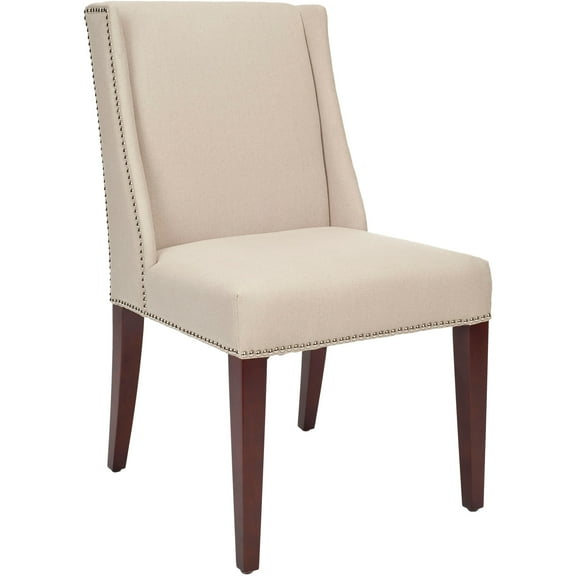 SAFAVIEH Rachel 21''H Traditional Chair w/ Silver Nailheads, Taupe/Cherry, Set of 2