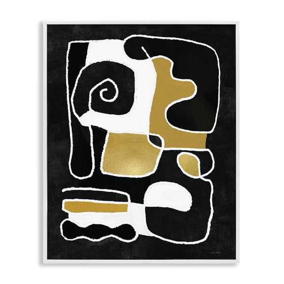 Stupell Industries Mid-Century Black & Glam Squiggles White Framed Giclee Art, 11 x 14, by Amber Sterling
