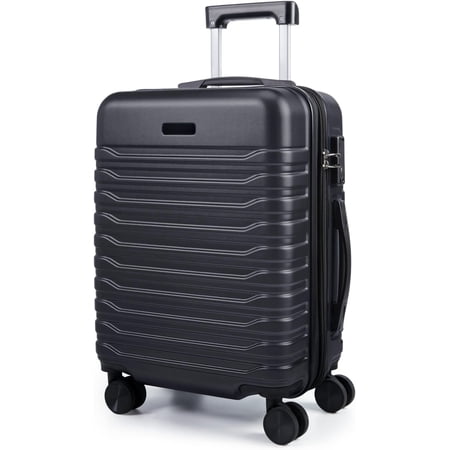 Expandable Carry Luggage 22x14x9 Airline Approved with Double Spinner Wheels, 20 Inch weight Hard Shell Rolling Suitcases with TSA Lock, Black