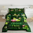 thumbnail image 2 of Homewish Chic Cool Frogs Bedding Comforter Set,Patchwork Geometric Checkered Twin Comforter Sets,Green Mushroom Pink Lotus Bedding Set For Boys Kids,Microfiber Bedroom Decor Reversible,2pcs, 2 of 8