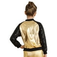 thumbnail image 4 of Zaldita Kids Girls Boys Sequin Metallic Bomber Moto Jacket Coat Hip Hop Jazz Modern Dance Top Disco Party Costume Streetwear A Gold 10, 4 of 7