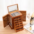 thumbnail image 3 of Joyero ProCase grande de madera de 7 capas con espejo, color marrón, 3 of 7
