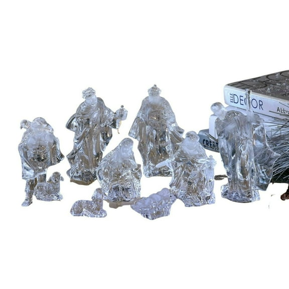Icy Giftware Acrylic Christmas Nativity Figurine Set - 9.5" - Clear - 9 Piece