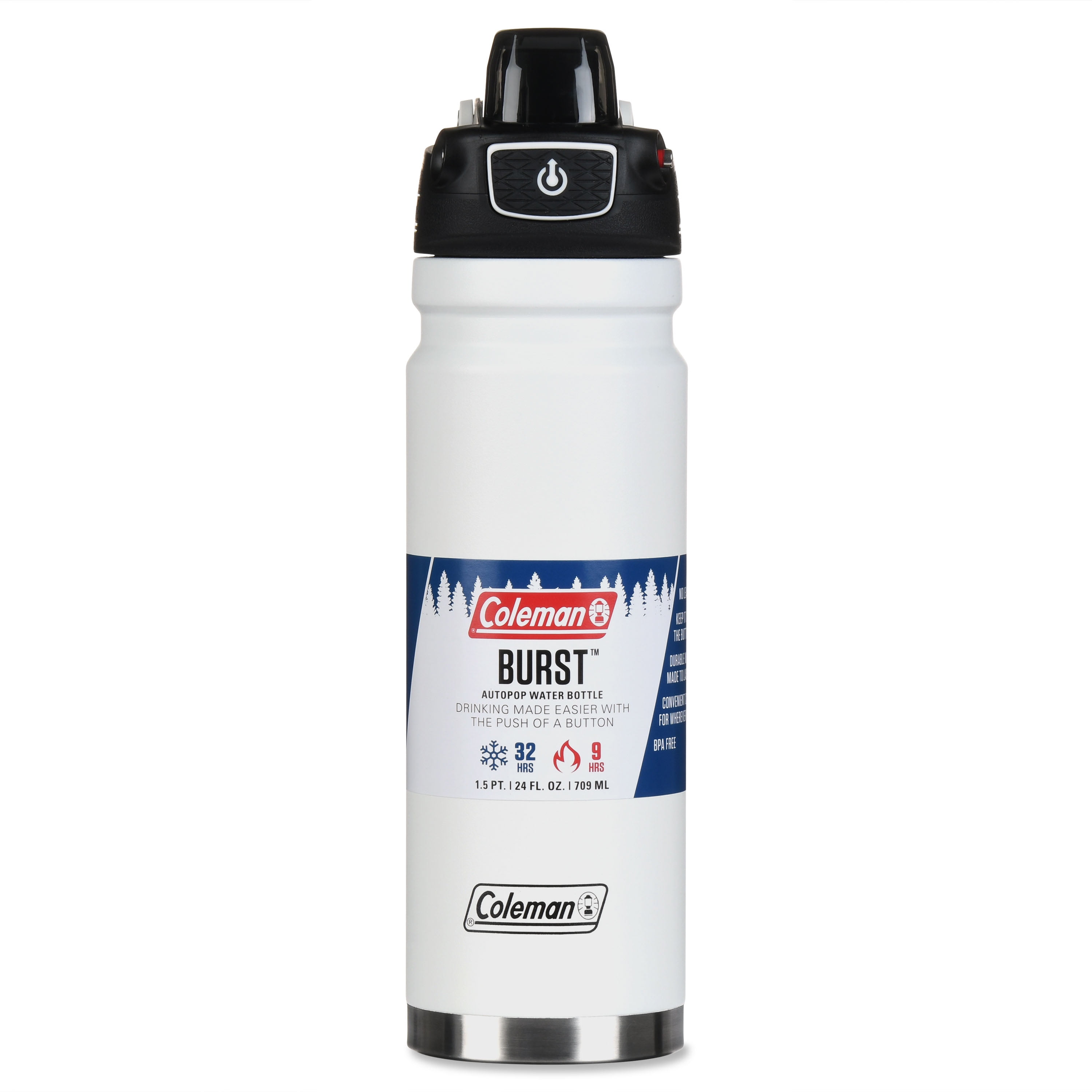 Coleman Burst Poptop Stainless Steel Insulated Water Bottle, 24 oz