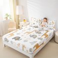 thumbnail image 4 of Manfei Zoo Animal Kids Twin Sheet Sets, Cartoon Elephant Giraffe Twin Fitted Sheet, Kawaii Love Heart Flat Sheet, Super Cozy Room Decor, 3-Piece, 4 of 7