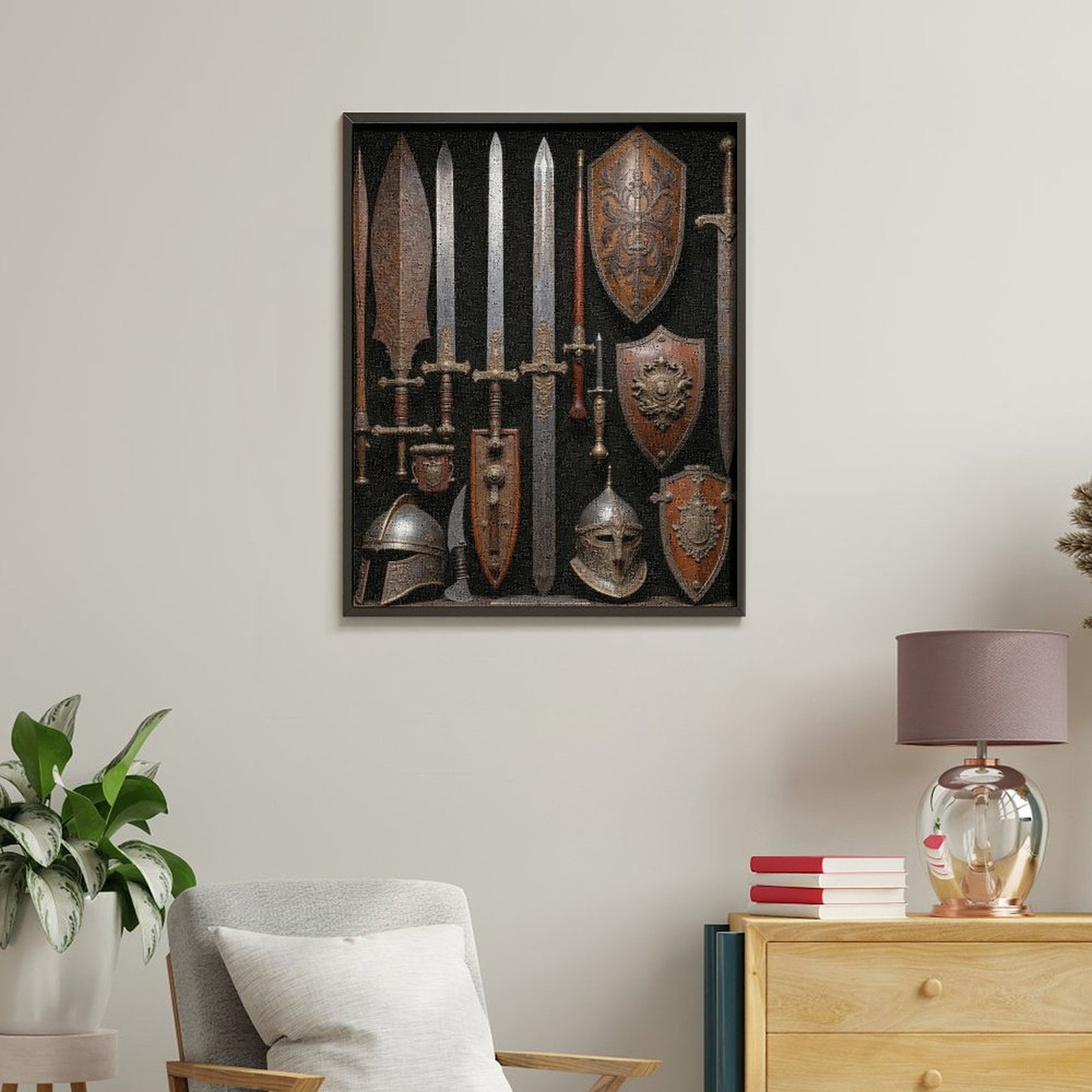 Paint by Numbers Kit for Adults, Medieval Swords Shields Collection Paint by Numbers, Easy Paint by Numbers Kit for Adults Beginner, DIY Adult Paint by Number Kits on Canvas, Home Decor