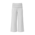 thumbnail image 4 of Pants for Women Capri Fold Over Cropped Pant Stretch Low Rise Wide Leg Yoga Bottoms, L, 4 of 7