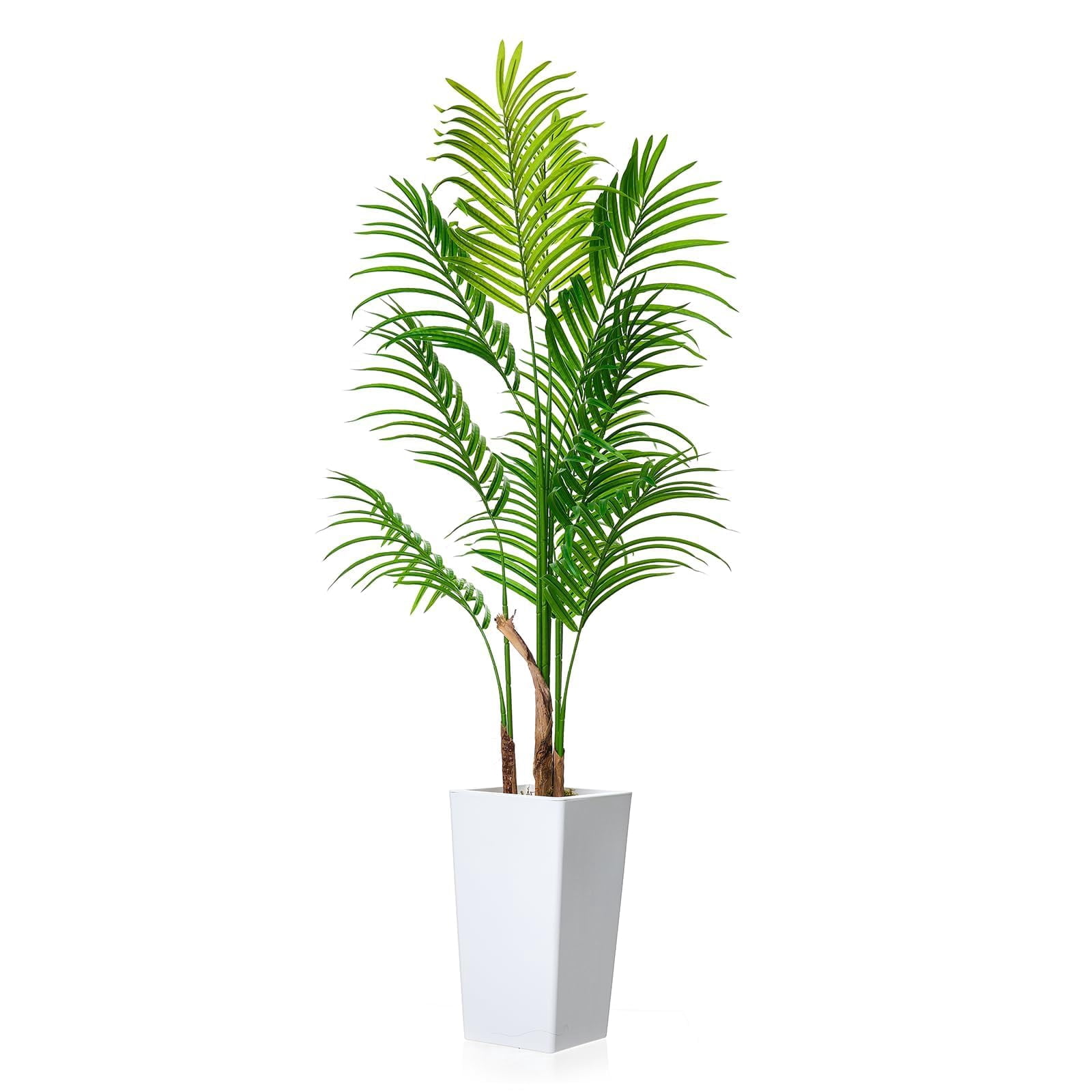 Accreate Artificial Palm Tree, Tall Faux Tropical Areca Plants with White Tall Planter, Fake Potted Tree with Lifelike Leaves for Indoor Living Room Bedroom Home Office Decor