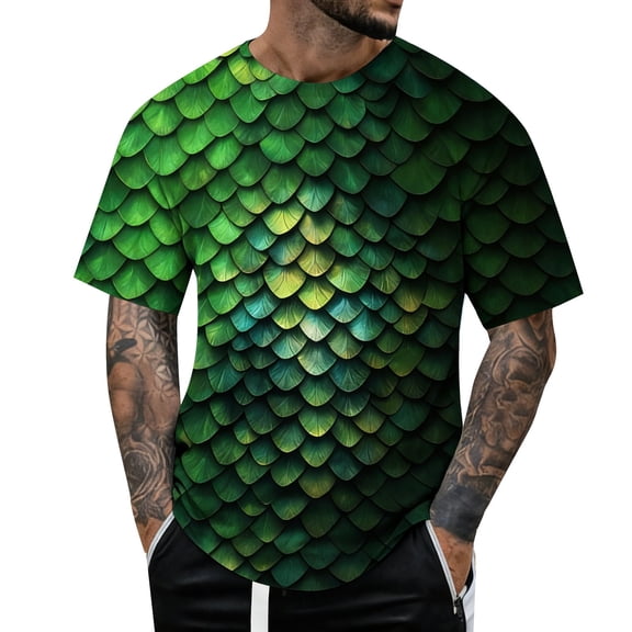 Wxolcjlv Men's T-Shirt Summer 3D Scale Print Short Sleeve Fashion Comfort Casual Tee,Size S-3XL