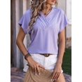 thumbnail image 5 of Womens Summer Top V Neck Short Sleeve Casual Blouse T Shirts Cute Loose Fit Trendy Basics Tees L, 5 of 9
