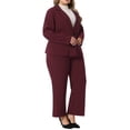 thumbnail image 6 of Agnes Orinda Women's Plus Size Suit Two Piece Outfits Business Office Blazer Jacket and Pants Suit Set 1X Burgundy, 6 of 8