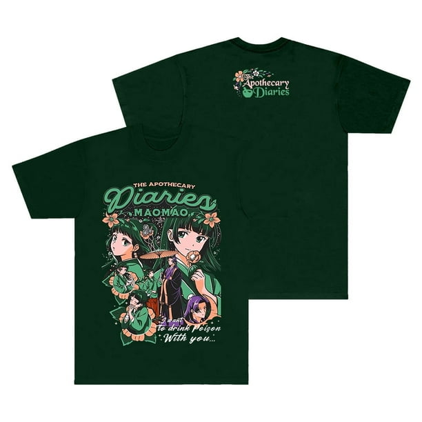 Camisetas verdes de The Apothecary Diaries Maomao, camiseta de manga corta, Tops de cuello redondo de moda Unisex para Cosplay
