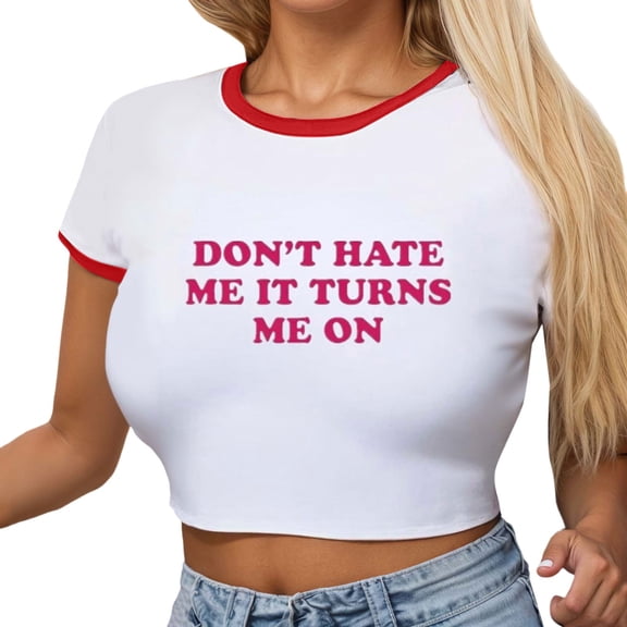 NJGRAE Off The Shoulder Tops for Women Women’S Color Block T-Shirts Womens Graphic Crop Top Baby Tees Short Sleeve T Shirt Slim Fit Summer Tops Casual Loose Fit Tunic Top M