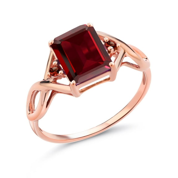 Gem Stone King 18K Rose Gold Plated Silver Red Garnet Ring for Women (2.65 Cttw, Gemstone Birthstone, Size 5)