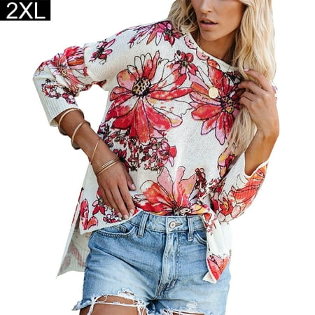 

BESTHUA Women s Round Neck Printed Knitwear Top