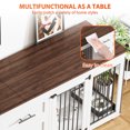 thumbnail image 6 of Rophefx 95.4" Dog Crate Furniture for 2 Dogs,Large Kennel with 3 Drawers and 4 Bowls,Wooden Heavy Duty Indoor Dog House,White, 6 of 10