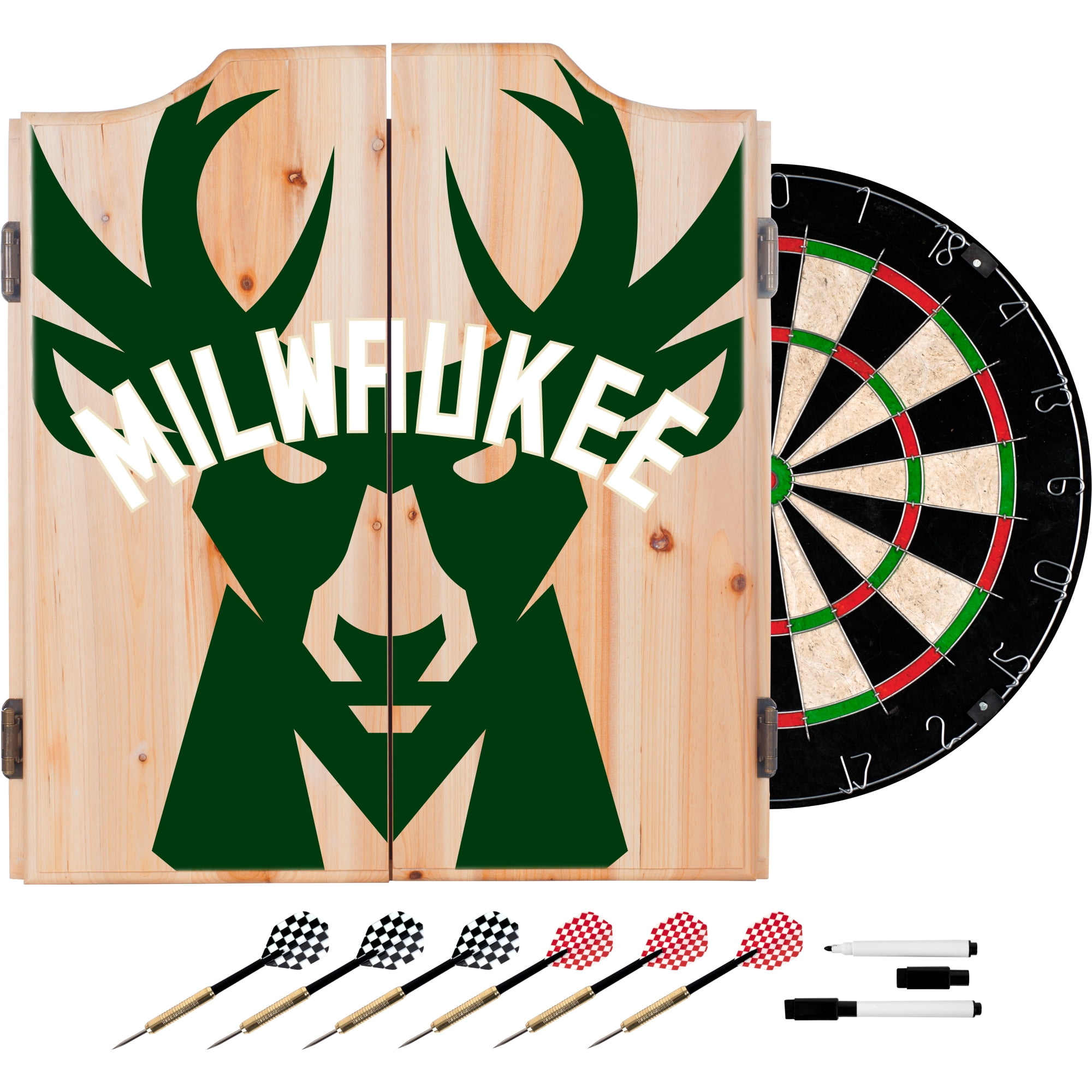 NBA Dart Set with Darts and Board Fade Milwaukee Bucks