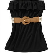 Susie Rose Juniors Plus Woven Ruffle Tube Top w/ Belt
