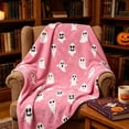 thumbnail image 2 of Halloween Cute Cartoon Ghost Flannel Throw Blanket 50x60 Inch, Soft Plush White Ghost Festive Blanket for Couch Sofa Bed, Cozy Lightweight Home Decor Gift for Kids Adults, 2 of 6