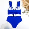 thumbnail image 4 of Gswybco Summer Bikini Set for Women 2PC Split Swimsuit Set High Waist Swim Shorts Strappy Adjustable Bathing Swimwear Pleated Bikini Top with Chest Cushion, 4 of 7