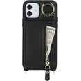 thumbnail image 6 of iPhone 12/12 pro Case with Card Holder for Women, iPhone 12/12 pro Phone Case Wallet with Strap Credit Card Slots Crossbody with Kickstand Zipper Shockproof Case for iPhone12/12pro - Black, 6 of 16