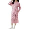 thumbnail image 2 of Womens Short Robe Womens Robes Robe Womens Cute Long Style, Solid Color Robes For Women Womens Summer Robes Pink Bath Robe, 2 of 4