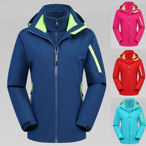 Wiyuqeen Women's Ski Jacket Waterproof 3 in 1 Winter Coat with Fleece Inner Warm Detachable Windproof Raincoats for Snow Outdoor Hiking