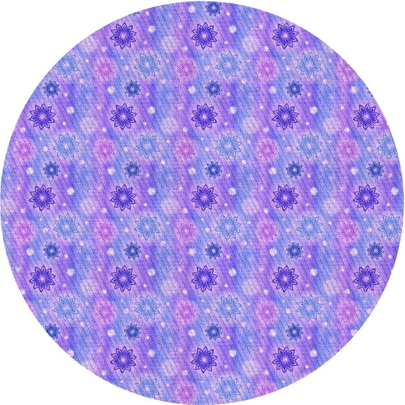 Ahgly Company Machine Washable Indoor Round Transitional Aztech Purple Area Rugs, 6' Round