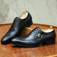 thumbnail image 4 of KRE Prime Men Luxury Leather Dress Formal Shoes Brown Black Lace Up Buckle Pointed Toe Oxford, 4 of 9